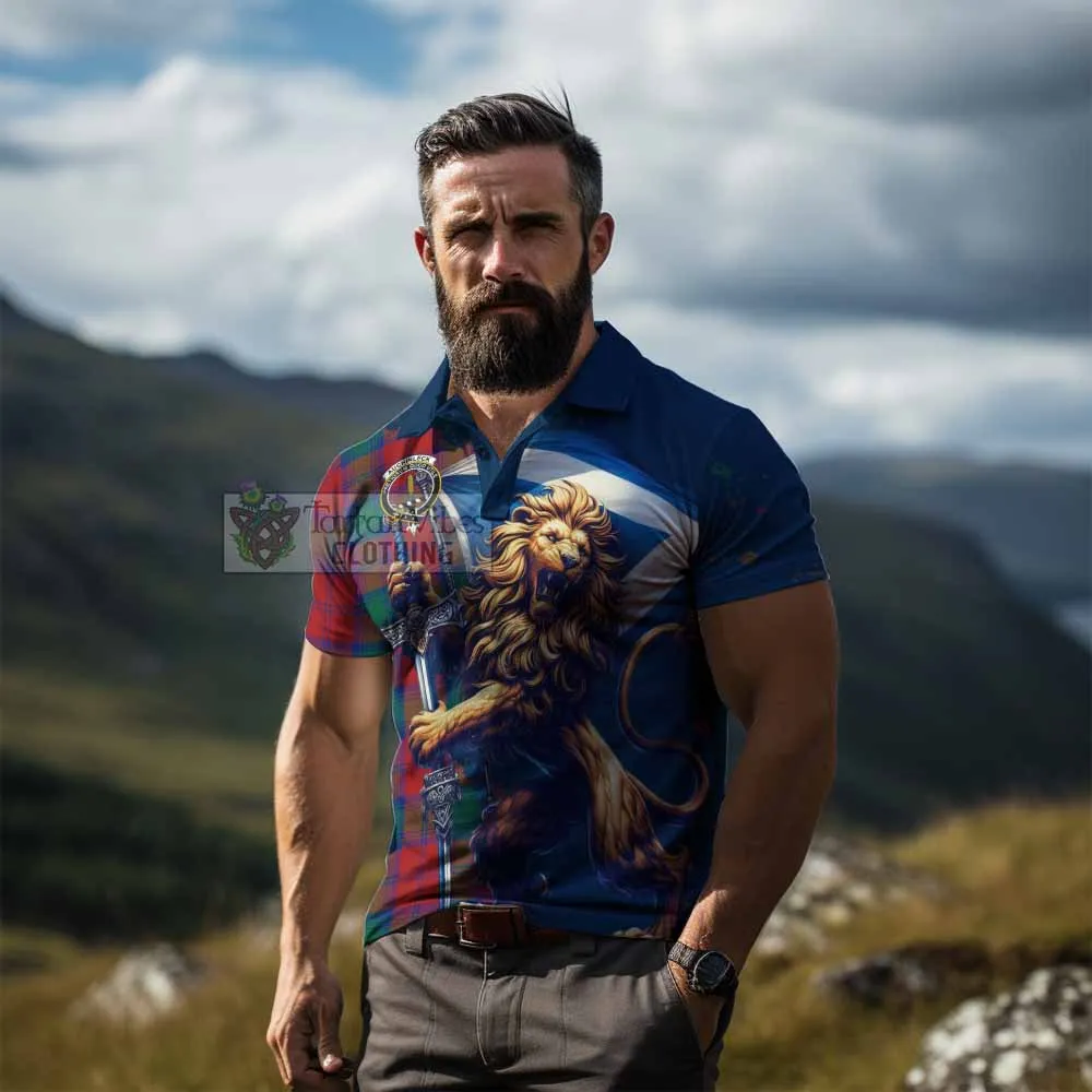 Auchinleck (Affleck) Tartan Family Crest Men's Polo Shirt with Scottish Majestic Lion