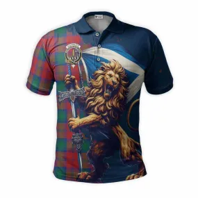 Auchinleck (Affleck) Tartan Family Crest Men's Polo Shirt with Scottish Majestic Lion