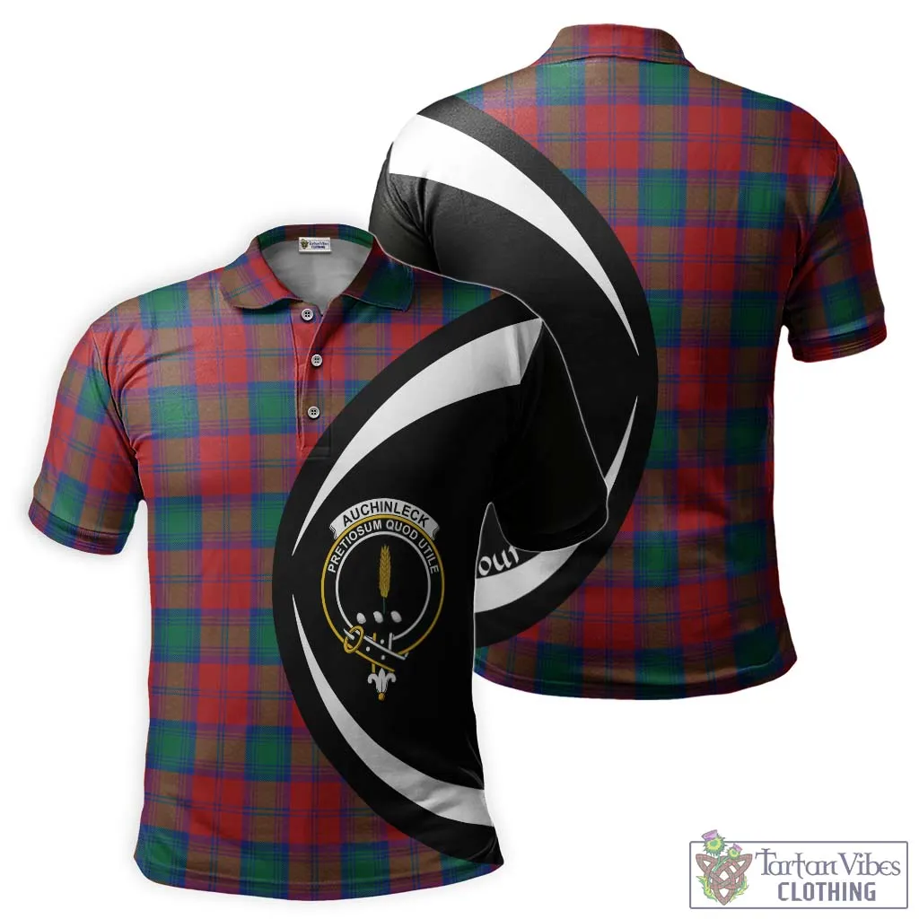 Auchinleck (Affleck) Tartan Men's Polo Shirt with Family Crest Circle Style