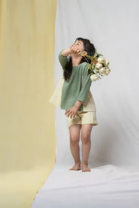 Banana Olive Top & Active Shorts Set for Girls