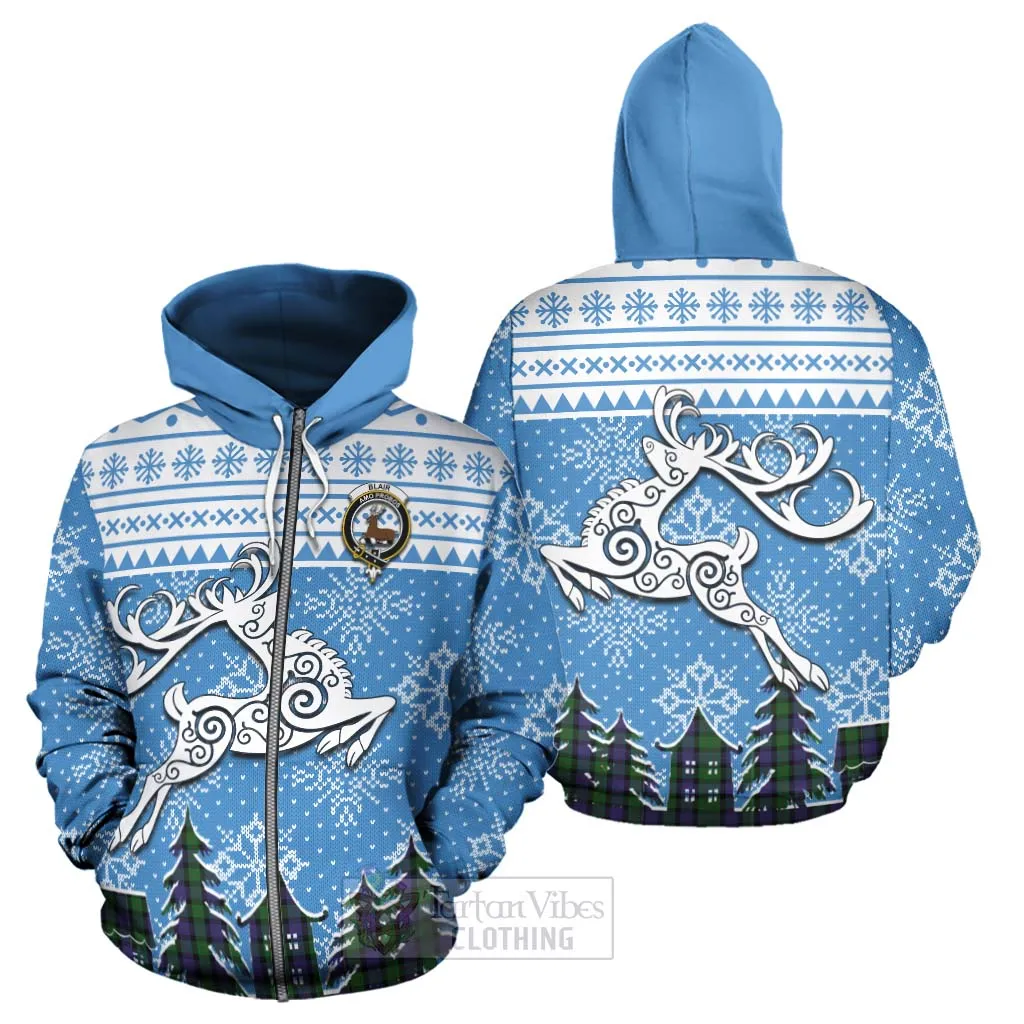 Blair Clan Christmas Hoodie Celtic Reindeer Style