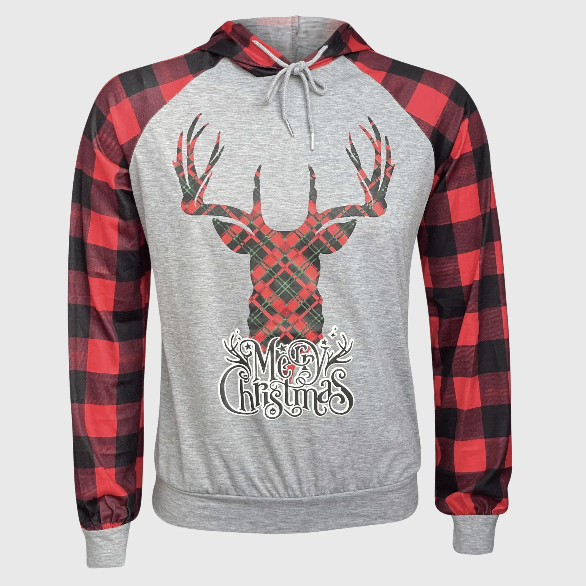 Buffalo Plaid 'Merry Christmas' Raglan Hoodie