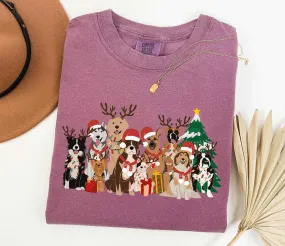 Christmas Dogs Holiday Tee – Festive Canine Design, Customizable Colors