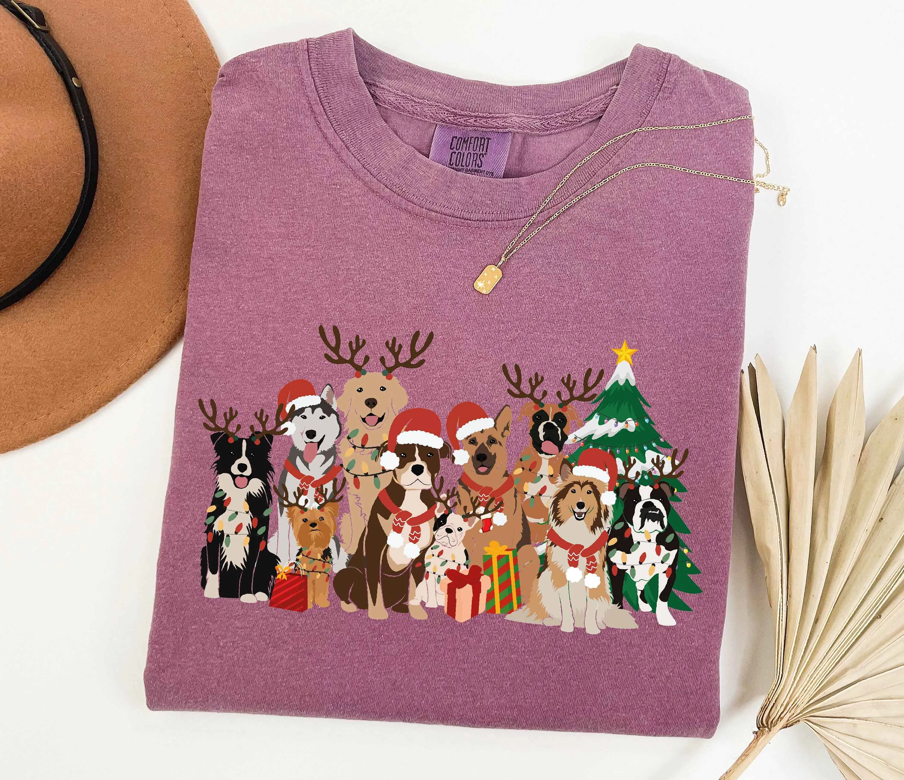 Christmas Dogs Holiday Tee – Festive Canine Design, Customizable Colors