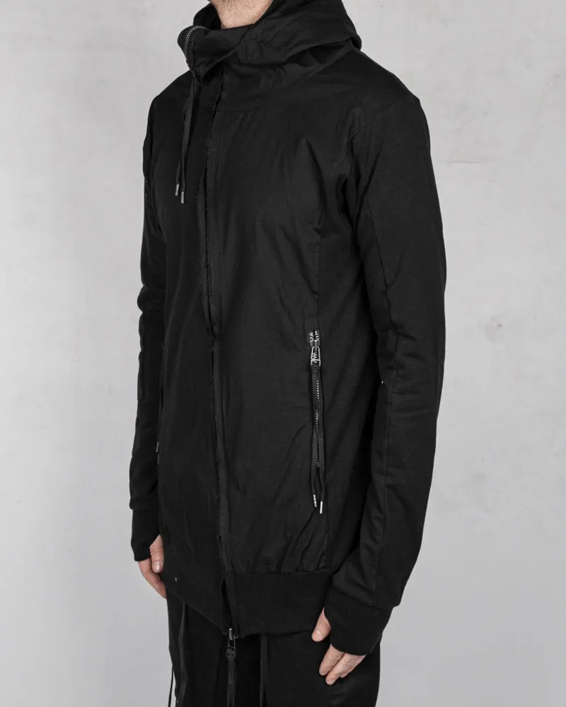 Contrasting zip up hooded sweatshirt black