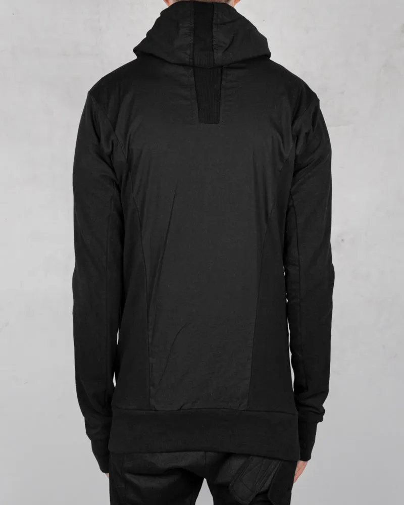 Contrasting zip up hooded sweatshirt black