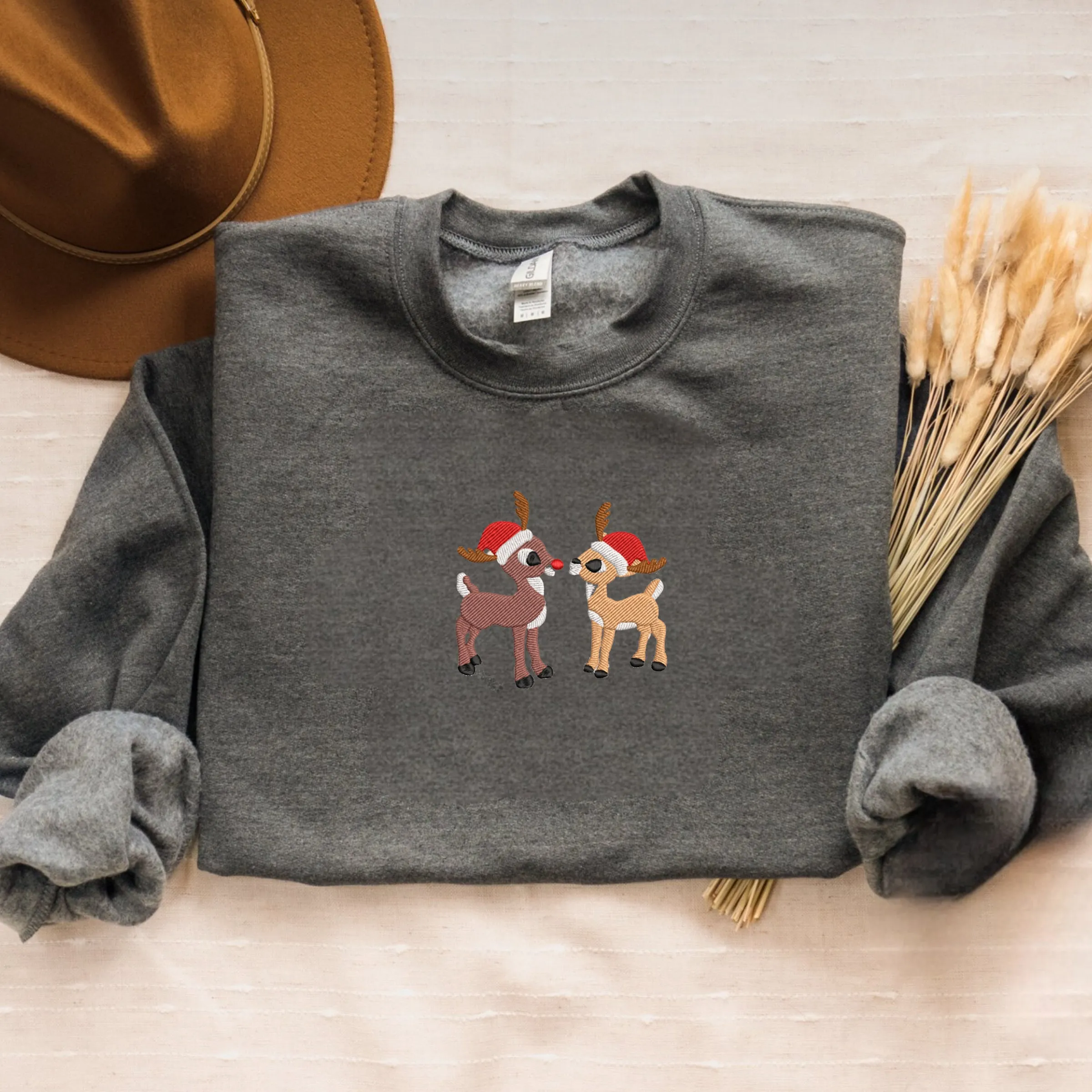 Embroidered Rudolph and Clarice Sweatshirt, Classic Christmas TV Movie Crewneck or Hoodie