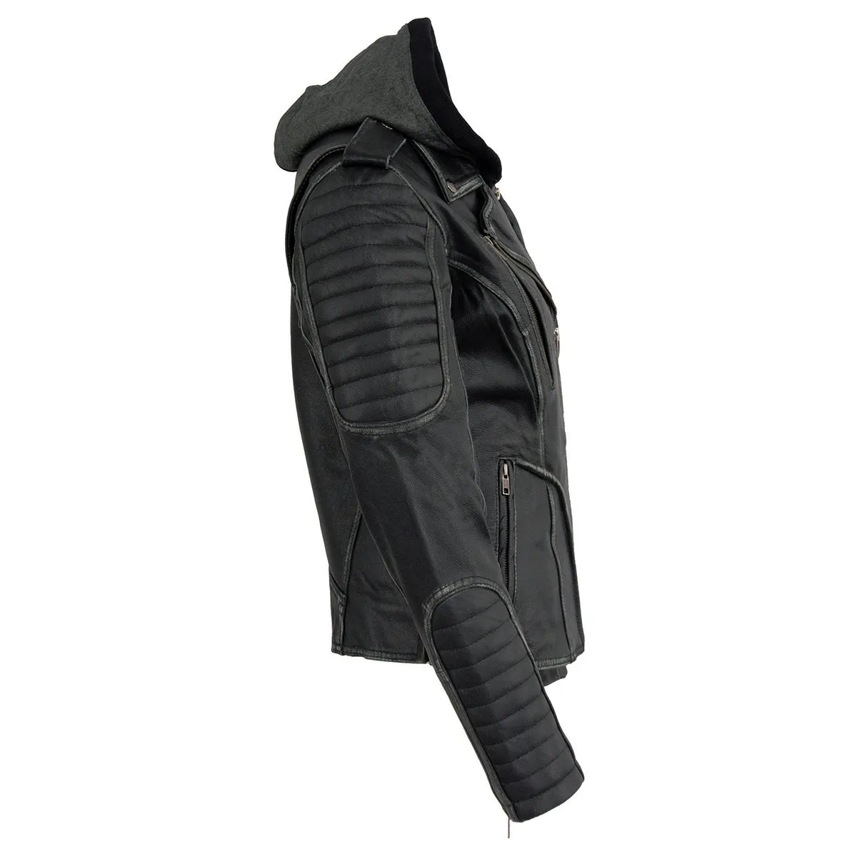 Milwaukee Leather MLL2516 Black Leather Rub-Off Leather Jacket with