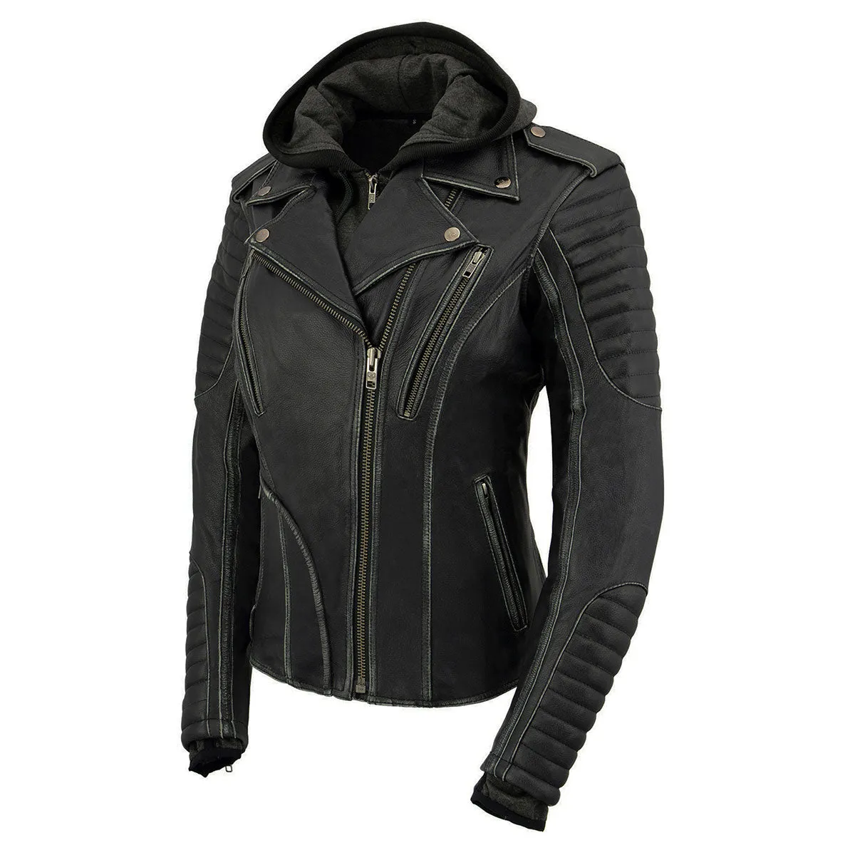 Milwaukee Leather MLL2516 Black Leather Rub-Off Leather Jacket with