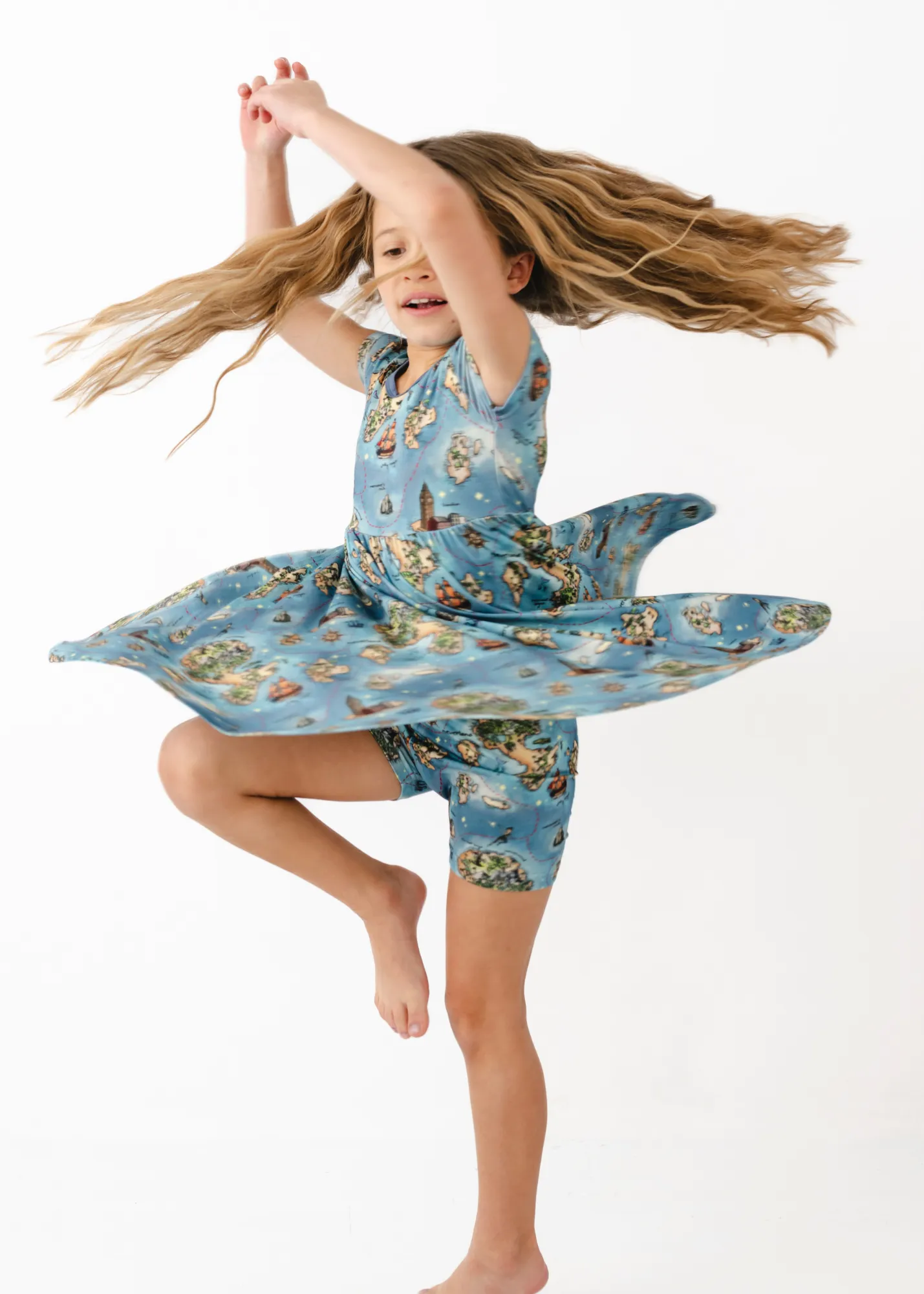 Neverland Map Short Sleeve Twirl Dress