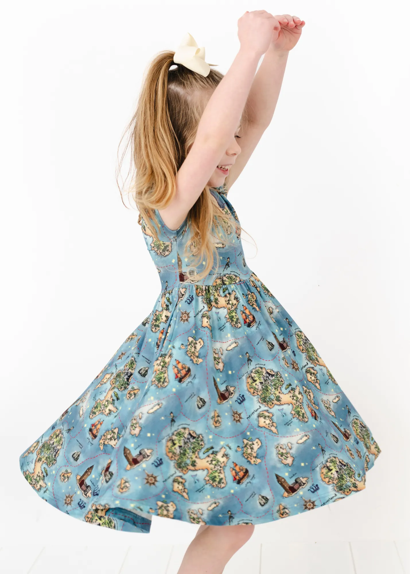 Neverland Map Short Sleeve Twirl Dress