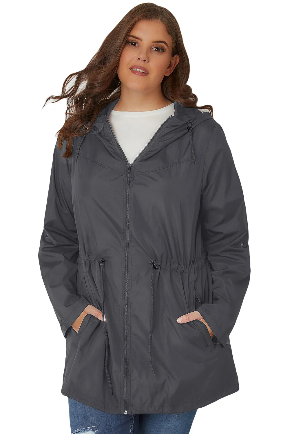 Plus Size Pocket Parka Jacket