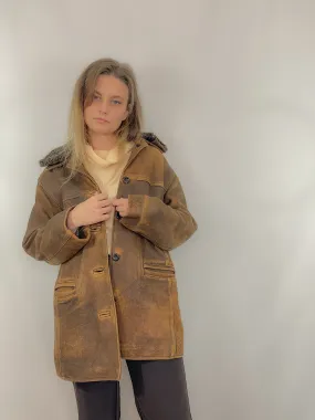 Pure Warmth Shearling Collar Leather Jacket