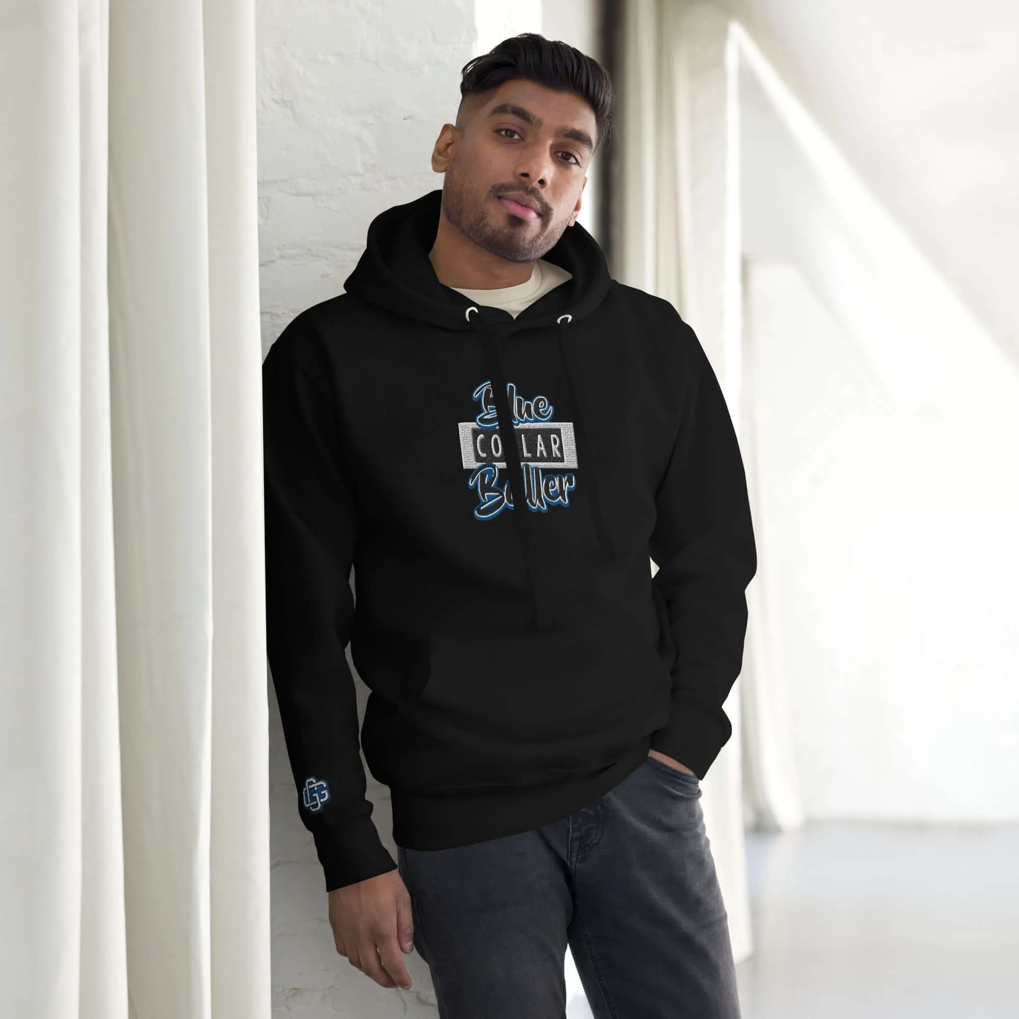 "Blue Collar Baller" Embroidered Unisex Hoodie (Color options available)
