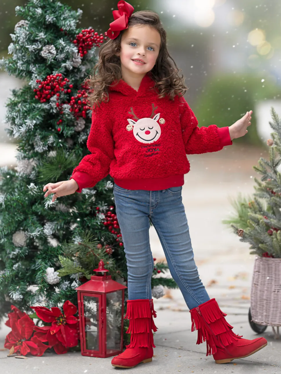 SmileyWorld Choosing Joy Reindeer Sherpa Hoodie