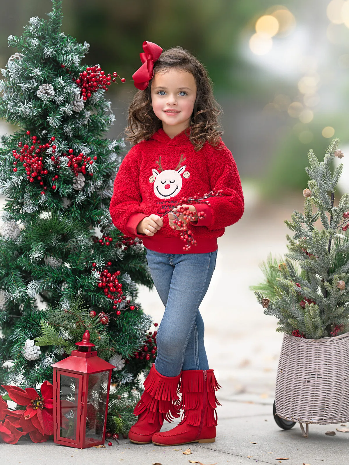 SmileyWorld Choosing Joy Reindeer Sherpa Hoodie