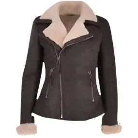 Women's Luxury Aviator Shearling Bomber Jacket – Stylish & Warm