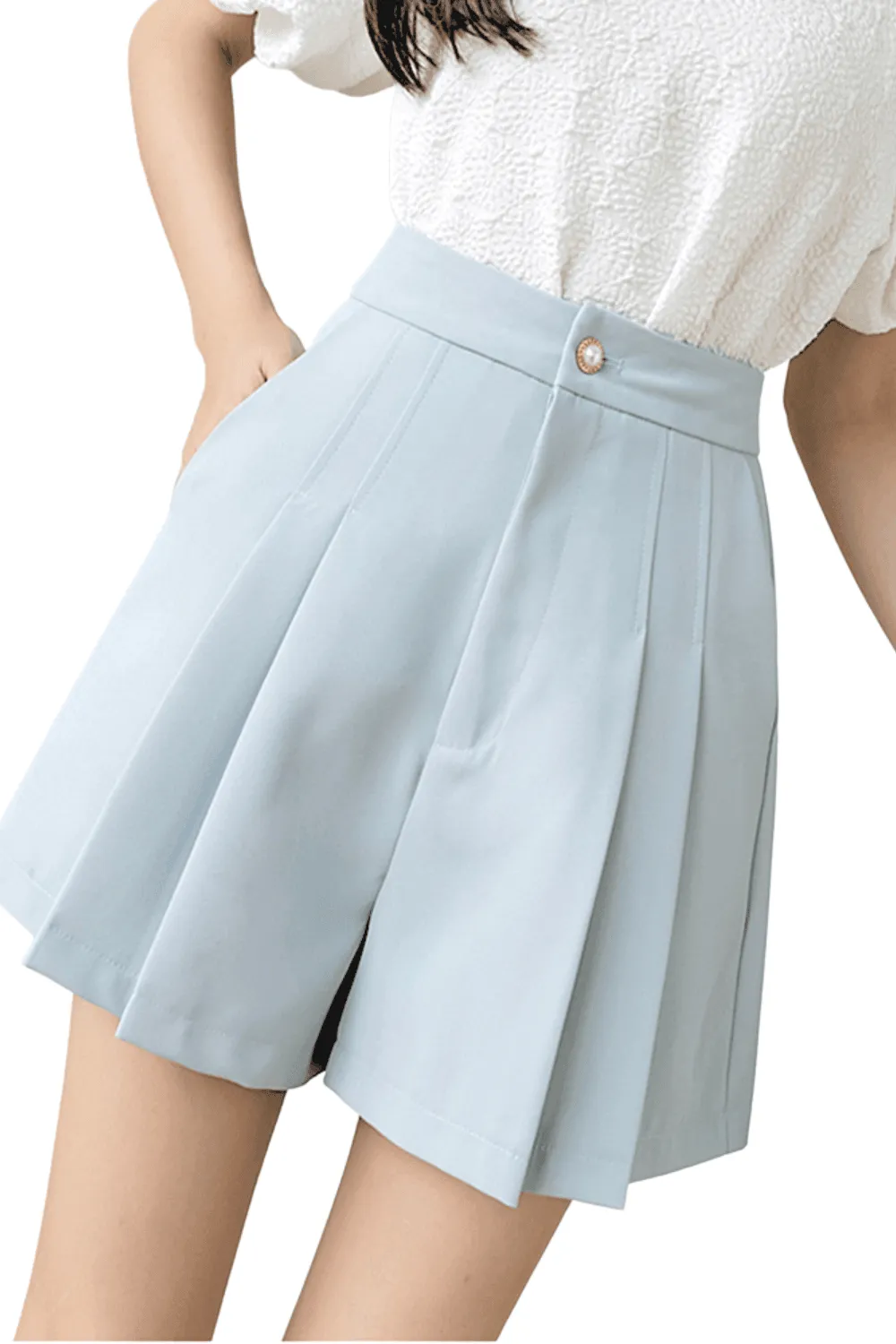 Women's Pleated High Waist Shorts