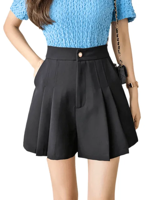Women's Pleated High Waist Shorts